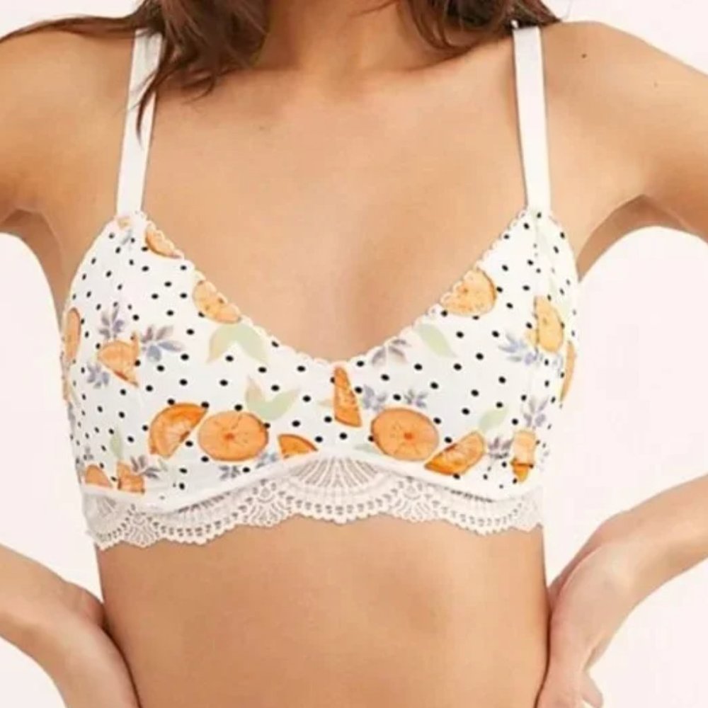 NWT Free People Mari Printed Floral Ivory Combo Bralette Size XS